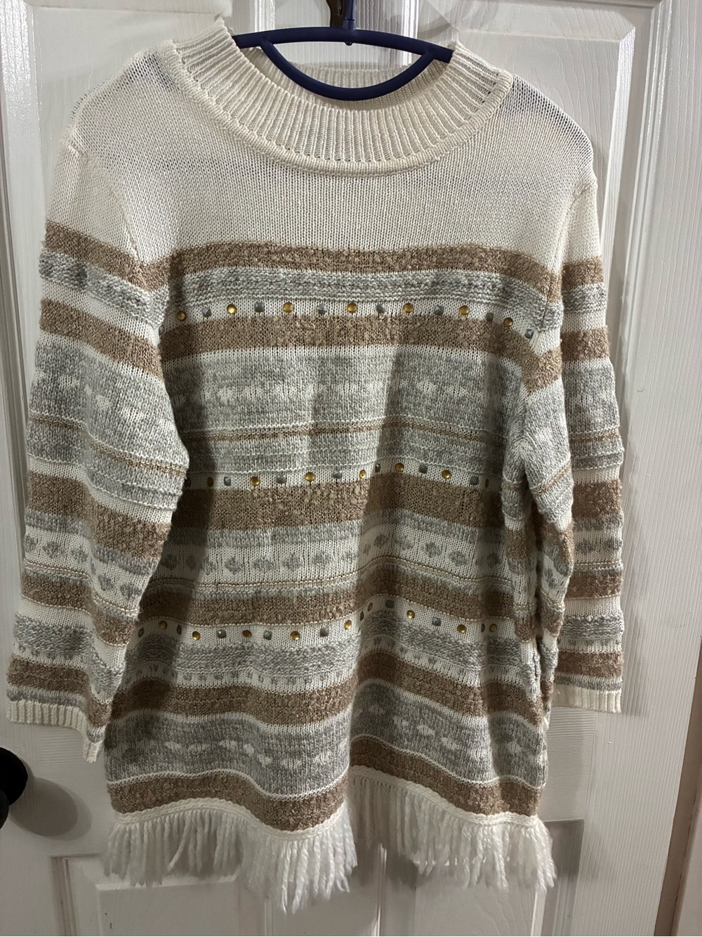 Alfred Dunner Women’s Small Fringe Knit Sweater